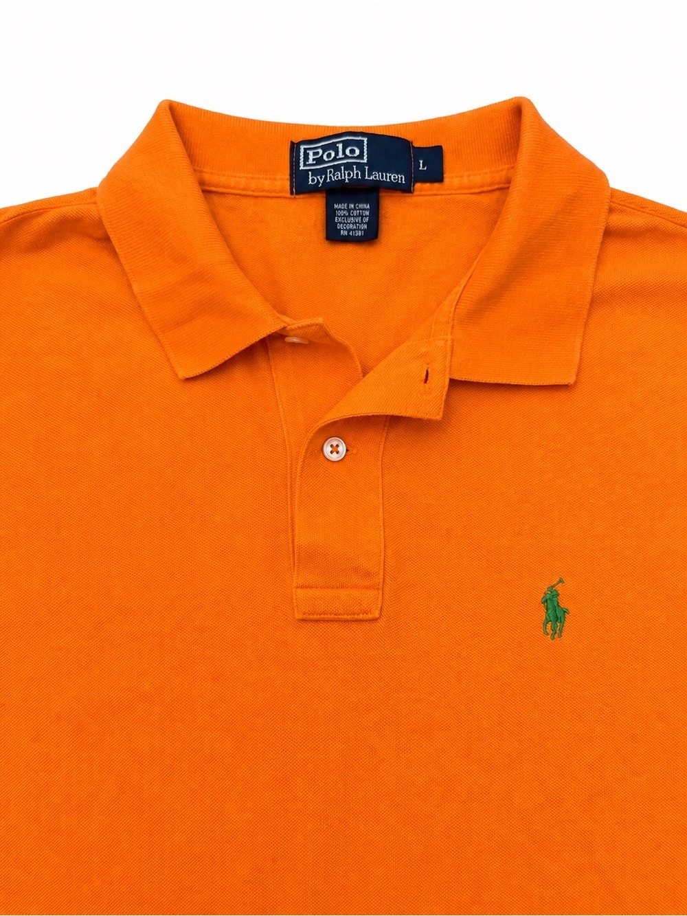 Polo by Ralph Lauren Orange Polo with Green Pony - Picture 2 of 2